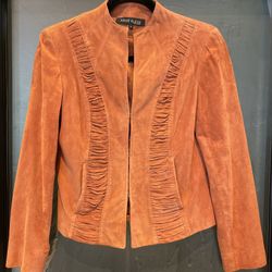 Anne Klein 100% Suede Burnt Orange Waist High Jacket