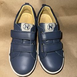 Naturino Caleb Nappa leather and suede sneakers, Blue Boys Size 11.5 (30 eu) 