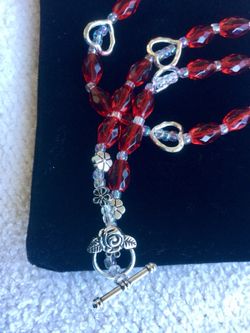 Heart to Heart necklace ❤️ Fashion jewelry crystal beads and glass beads with silver toggle clasp ✨❤️✨