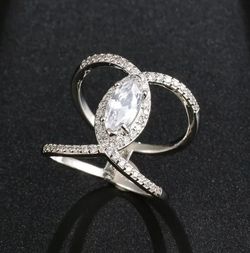 Marquise Cut White Sapphire Ring Size 6