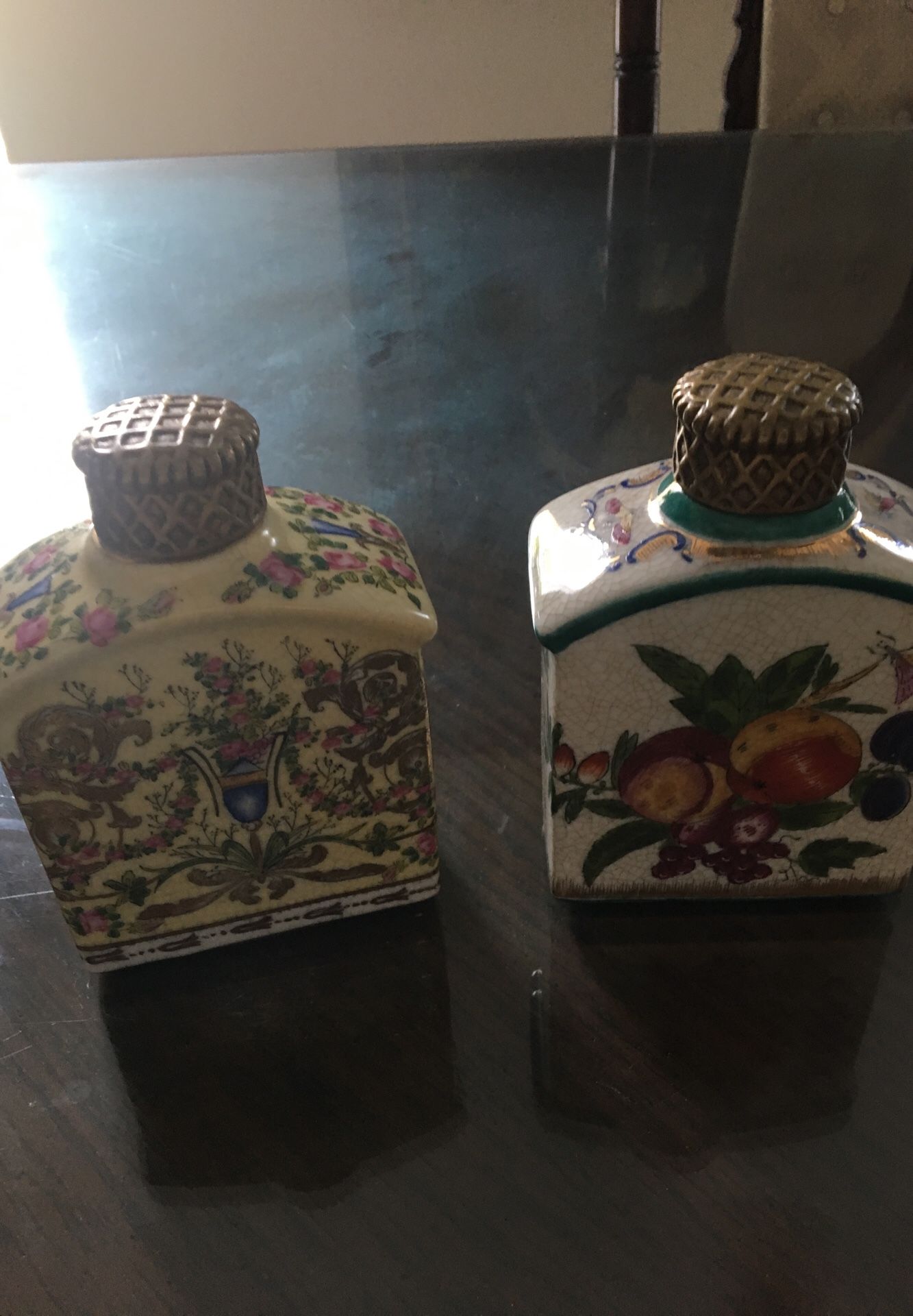 hand painted antique bottles