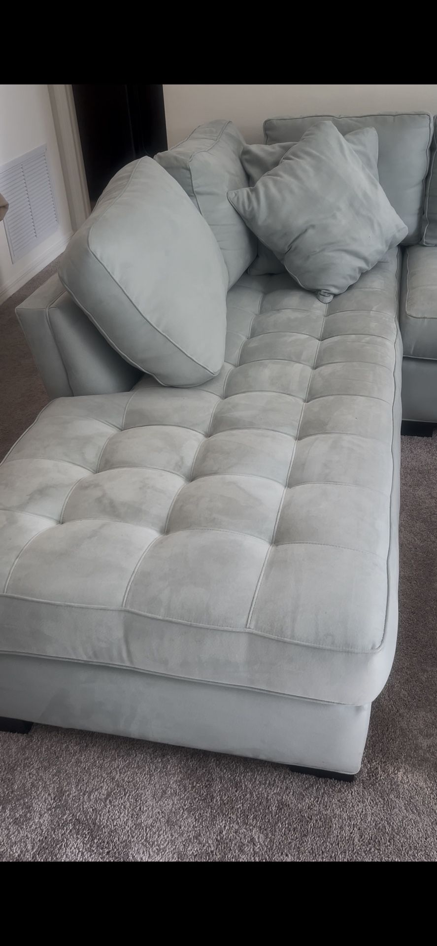 Suede Aqua Blue Couch For sale Like new $750 Obo