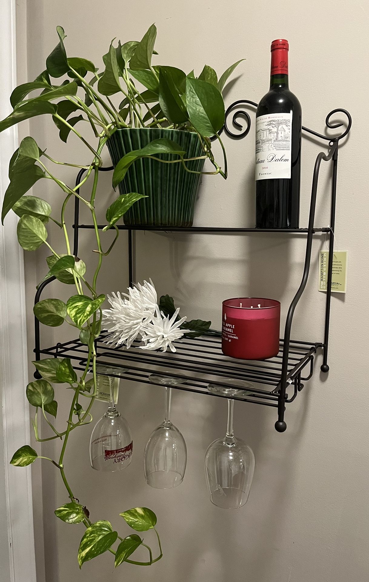 NEW! Hampton Hanging / Tabletop Bakers Rack with Removable Wine Glass Holder