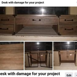 Five Drawers Desk With Damage On The Bottom 