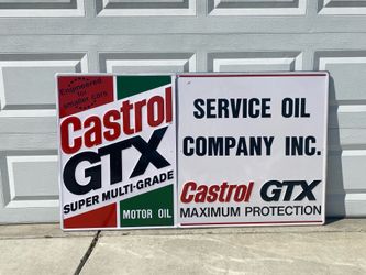 Vintage Castrol GTX Motor Oil Dealer Sign Embossed Metal 35x60