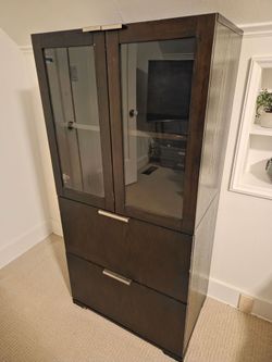 Dark Espresso Glass Door File Cabinet