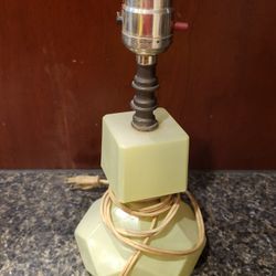 lime green square and multi-shaped vintage table top lamp 