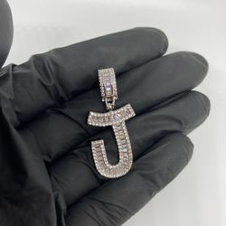 18k White Gold Pendant Necklace Initial Letter J Name Necklace 