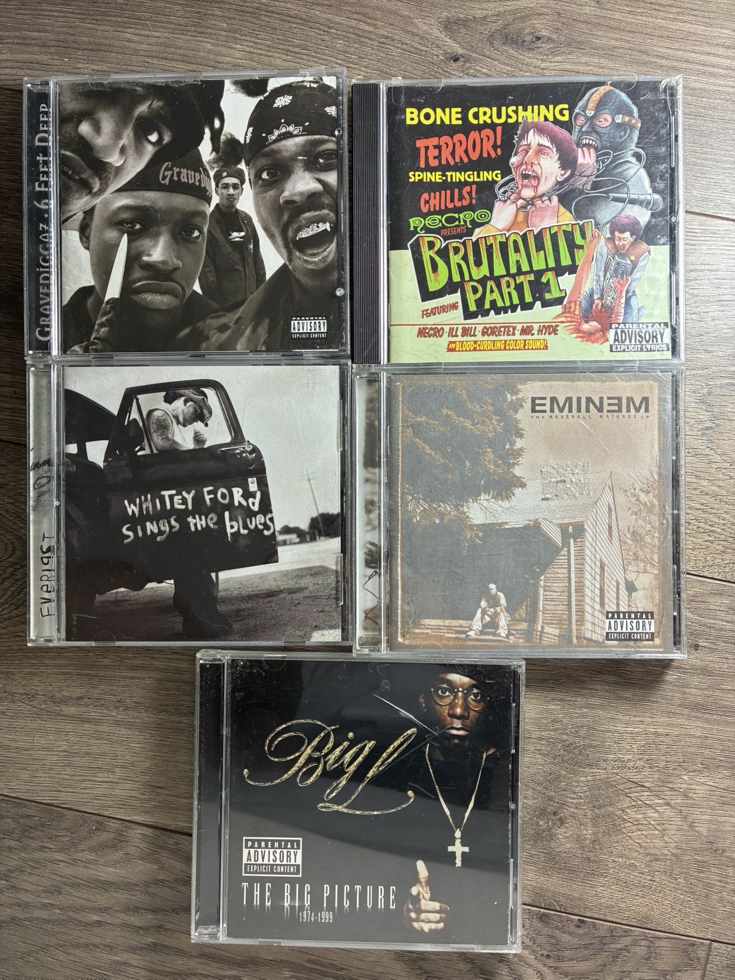 CD Lot Of 5 CDs Eminem Big L Necro Gravediggaz Everlast Rare OOP Hip Hop Rap