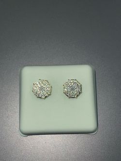 Gold Octagon Cluster Stud Earrings