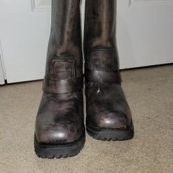 Milwaukee leather motorcycle boots zipper gray silver 14 work 