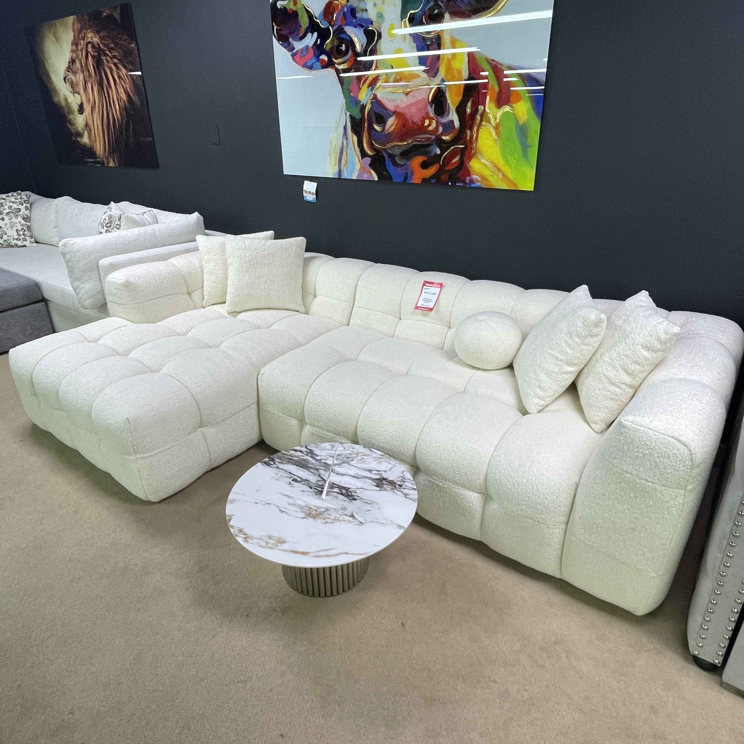 Brooklyn Ivory Boucle LAF Chaise Sectional /Comfy Sectional Sofá