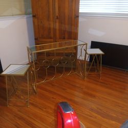 3 Gold Tables With Mirror Tops