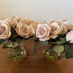 Pink Rose Flower Arrangements  glass vases