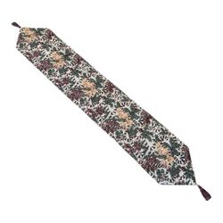 VTG Handmade Tapestry Cane Cane & Bows Christmas Holiday Table Runner W Tassels 