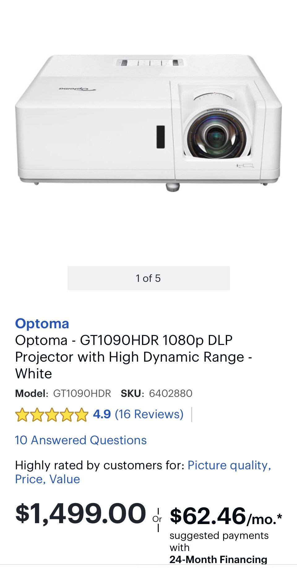 Optoma Short Throw Laser Projector
