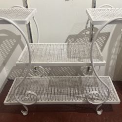 Mid Century Modern Garden Cart Russell Woodard Style White Wrought Iron - 44 ½x15 ½”x36  