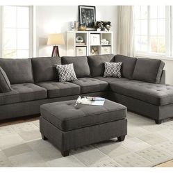 Gray Sectional Sofa - Ottoman Sold Separate (Free Delivery)
