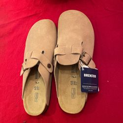 Tan Birkenstocks Boston Clogs