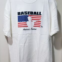Baseball T-shirt American Flag Baseball America's Pastime L - XL - XXL White Shirt