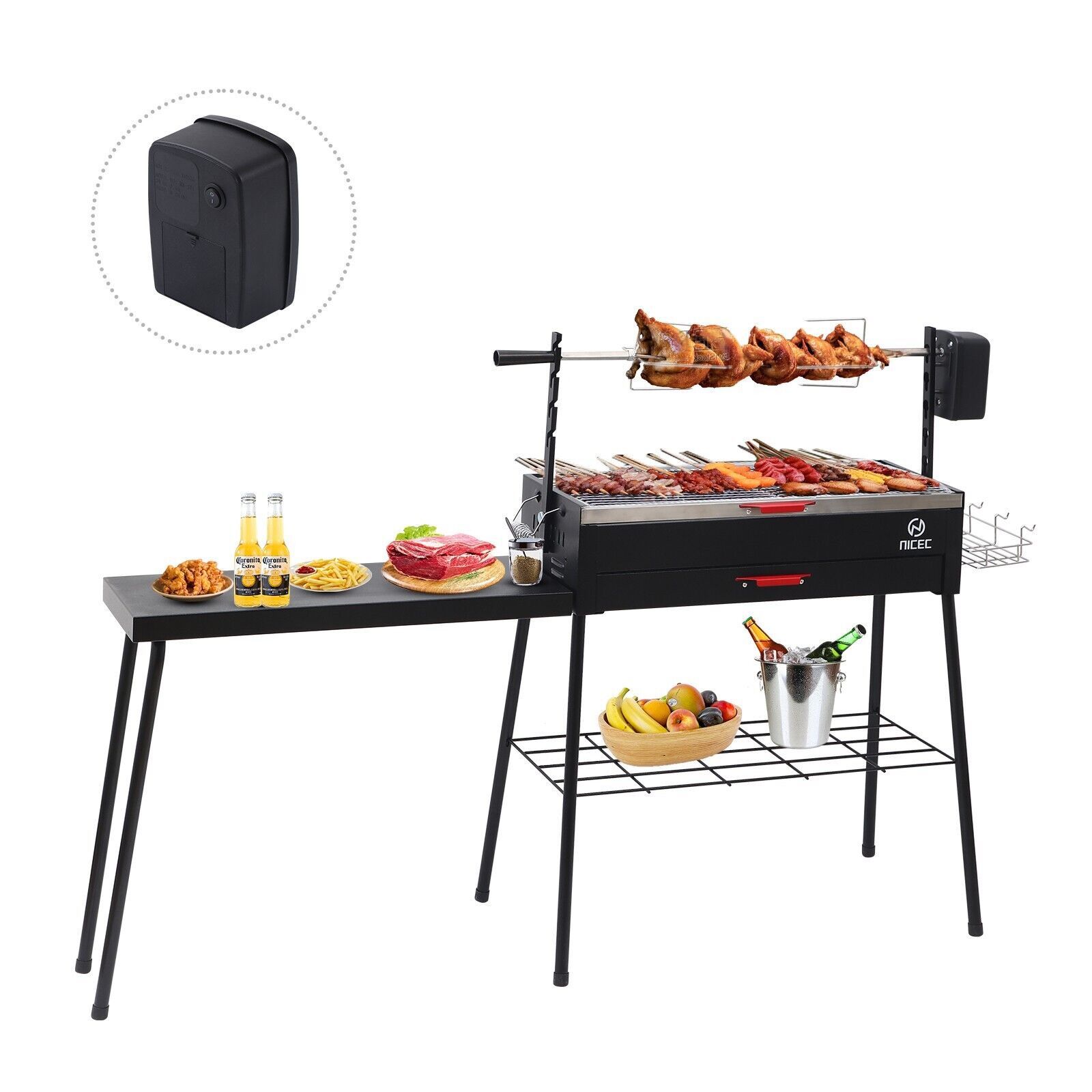 Charcoal Grill, Portable Charcoal Grill, Rotisserie Grill, Foldable Barbecue,All Products : American Fashion Style Bags On Sale
