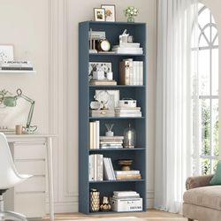 Blue 6 Tier Tall Bookshelf