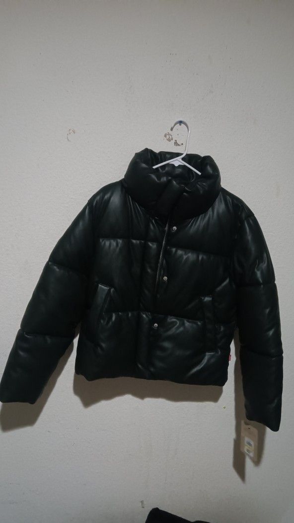 Women's Levi's® Faux-Leather Short Puffer Jacket (Brand New)