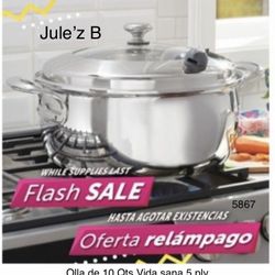 Olla De 10 Qts Vida Sana 5 Ply Nueva En Su Caja 