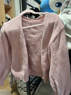 pink oversized cardigan