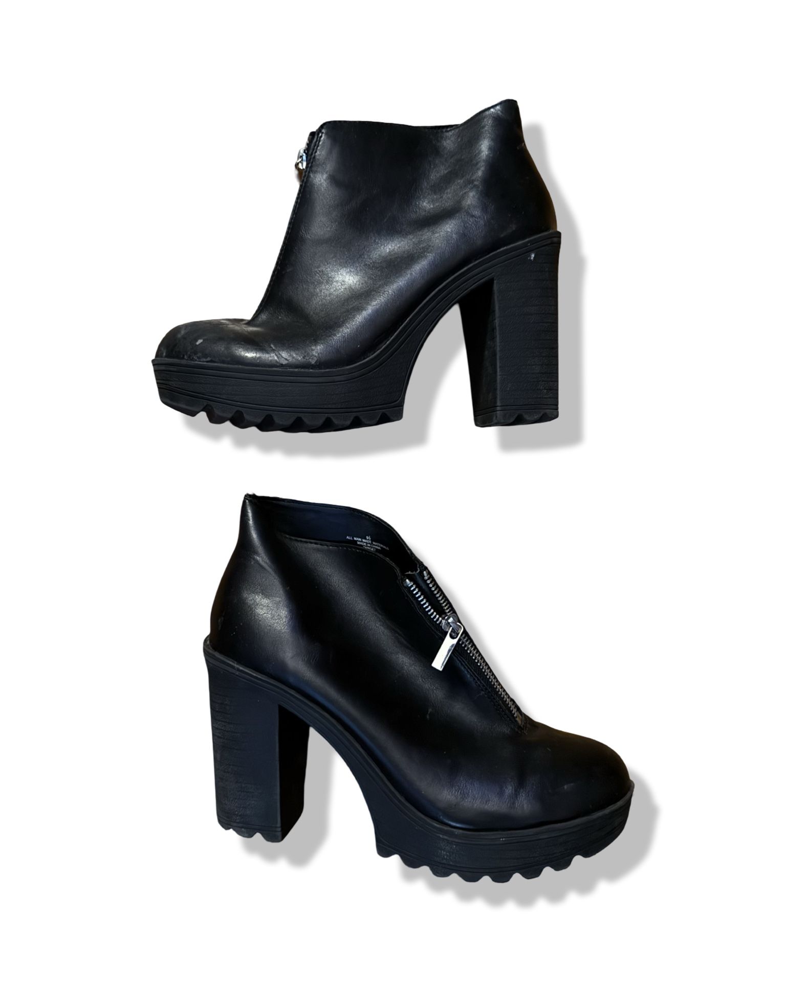 H&M Divided Black Platform Moto Ankle Boot - Women’s, Size 9.5
