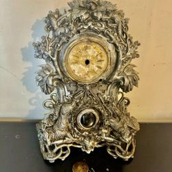Antique 1858 Cast Iron Mantle Clock N. Muller NY No 65 Fox and the Hare 19”