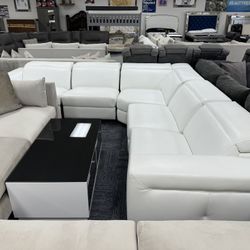White Leather Sectional