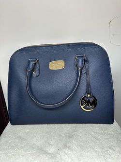 Michael Kors Navy Blue Saffiano Leather Satchel