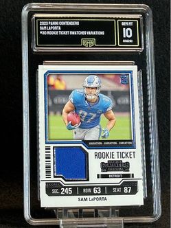 2023 Contenders 🔥 Sam Laporta 🔥 Rookie Ticket Swatches Variations GMA 10 💎 Mint - Detroit Lions