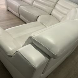 SECTIONAL  GENUINE LEATHER RECLINER ELECTRIC WHITE COLOR.. ✅💥🚛DELIVERY SERVICE AV💥✅✅🚛