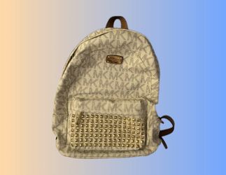 Michael Kors Vanilla and Brown Backpack