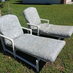 PVC Outdoor Lounge Chairs (2) *100.00* Pool Loungers Chaise Home and Garden