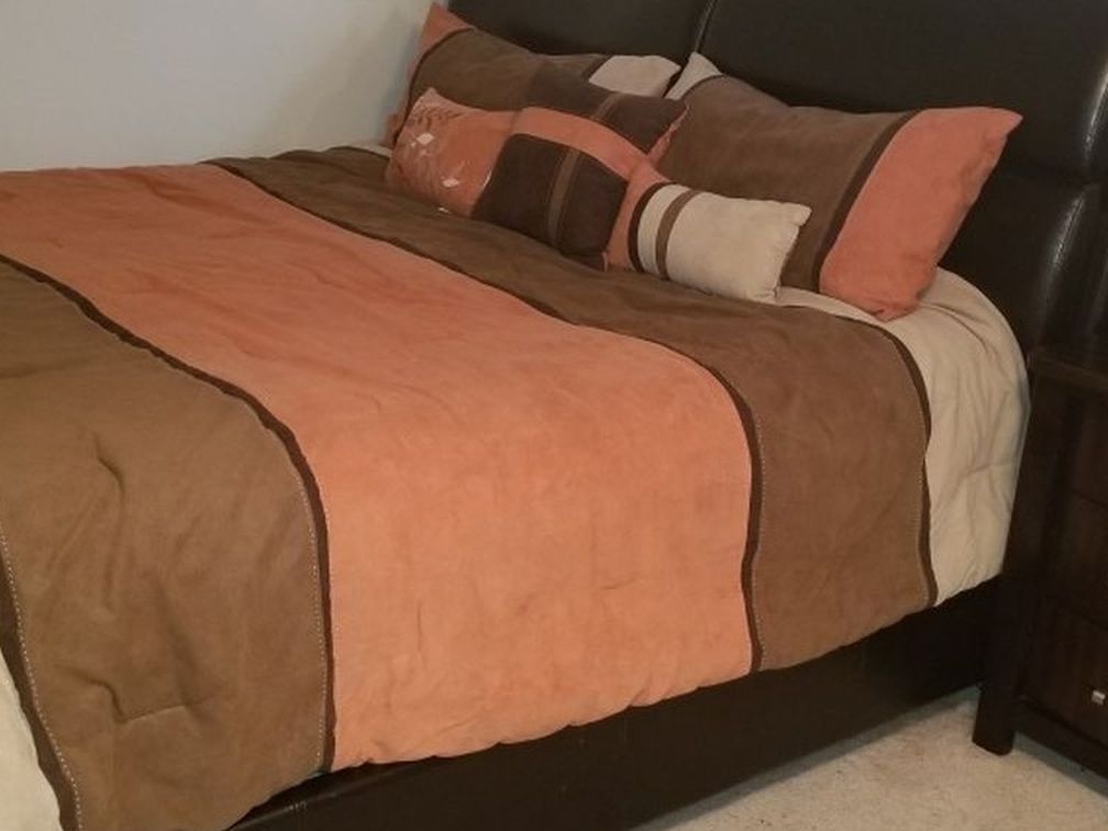 Leather King Bed Frame - Espresso