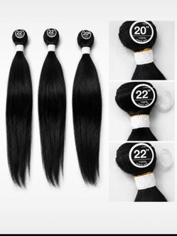 100% Human Hair Bundles | 22” 22” 20” | Straight