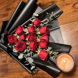 Dozen Roses Black Bouquet 