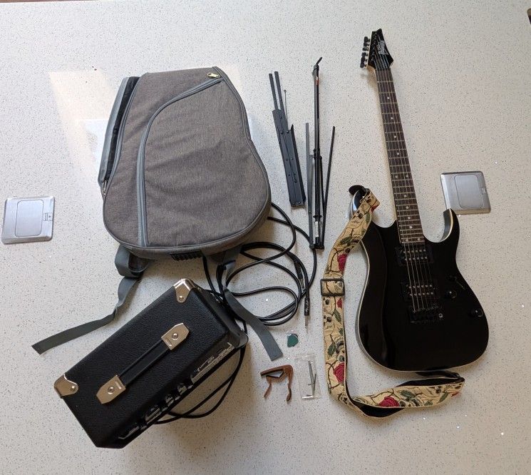 Ibanez, Gio, Black, Electric Guitar and Amplifier