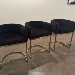 Black Velvet Kitchen Island Chairs