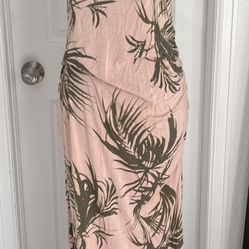 Isabel Maternity Maxi Dress Pink & Palm Leaves Small