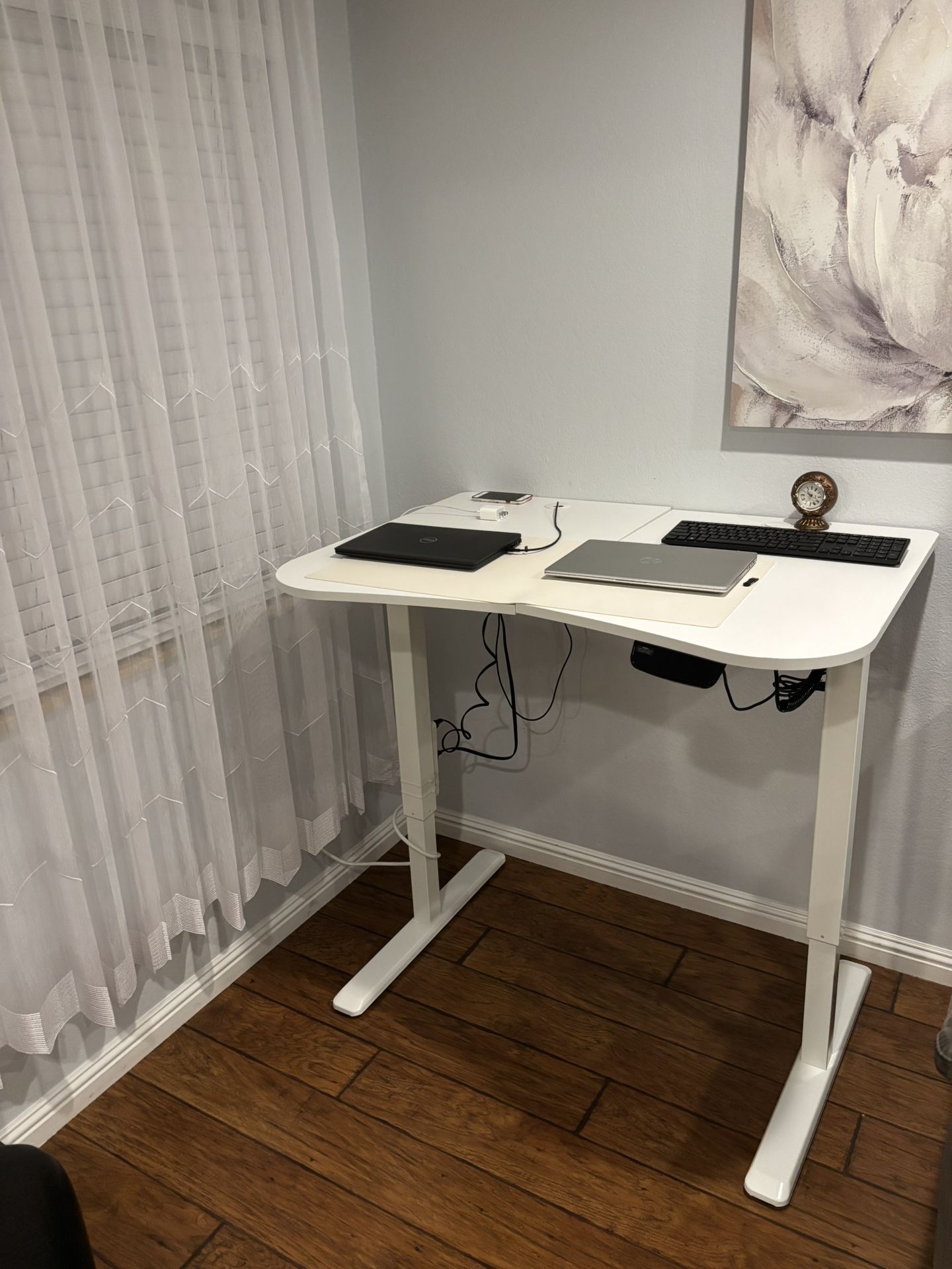 White Electric Adjustable Desk