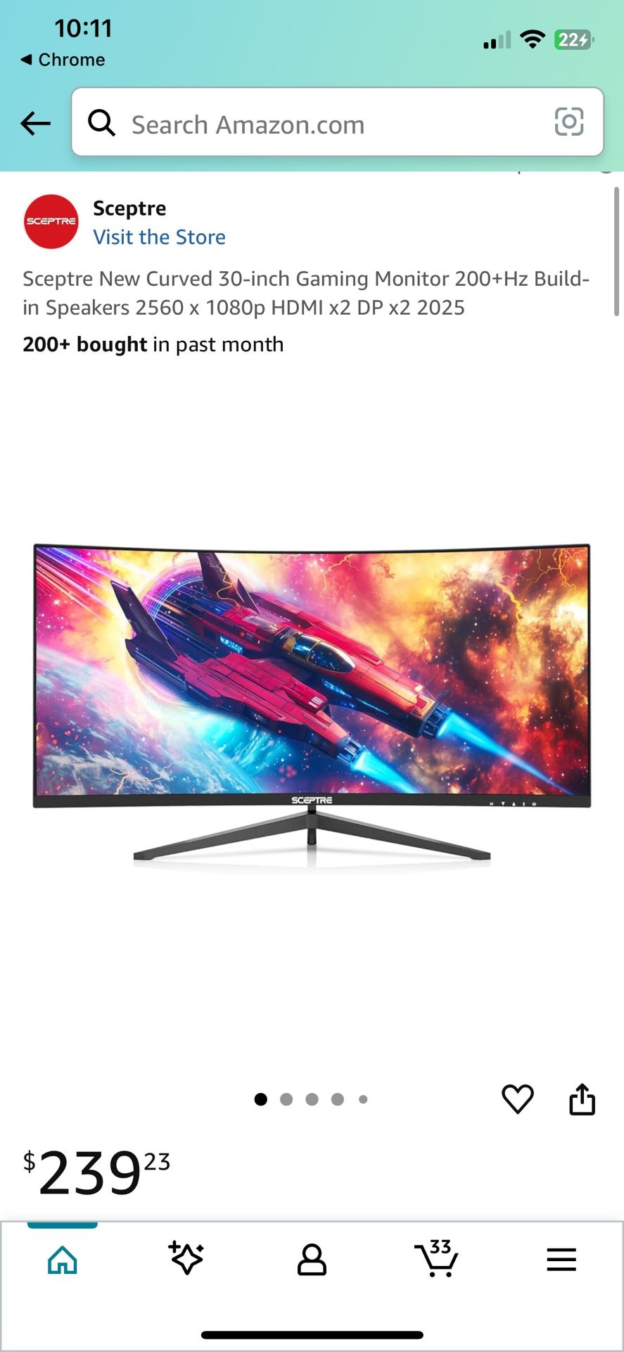 Sceptre 30" Curved Gaming Monitor - 200Hz, Built-In Speakers, Excellent Condition