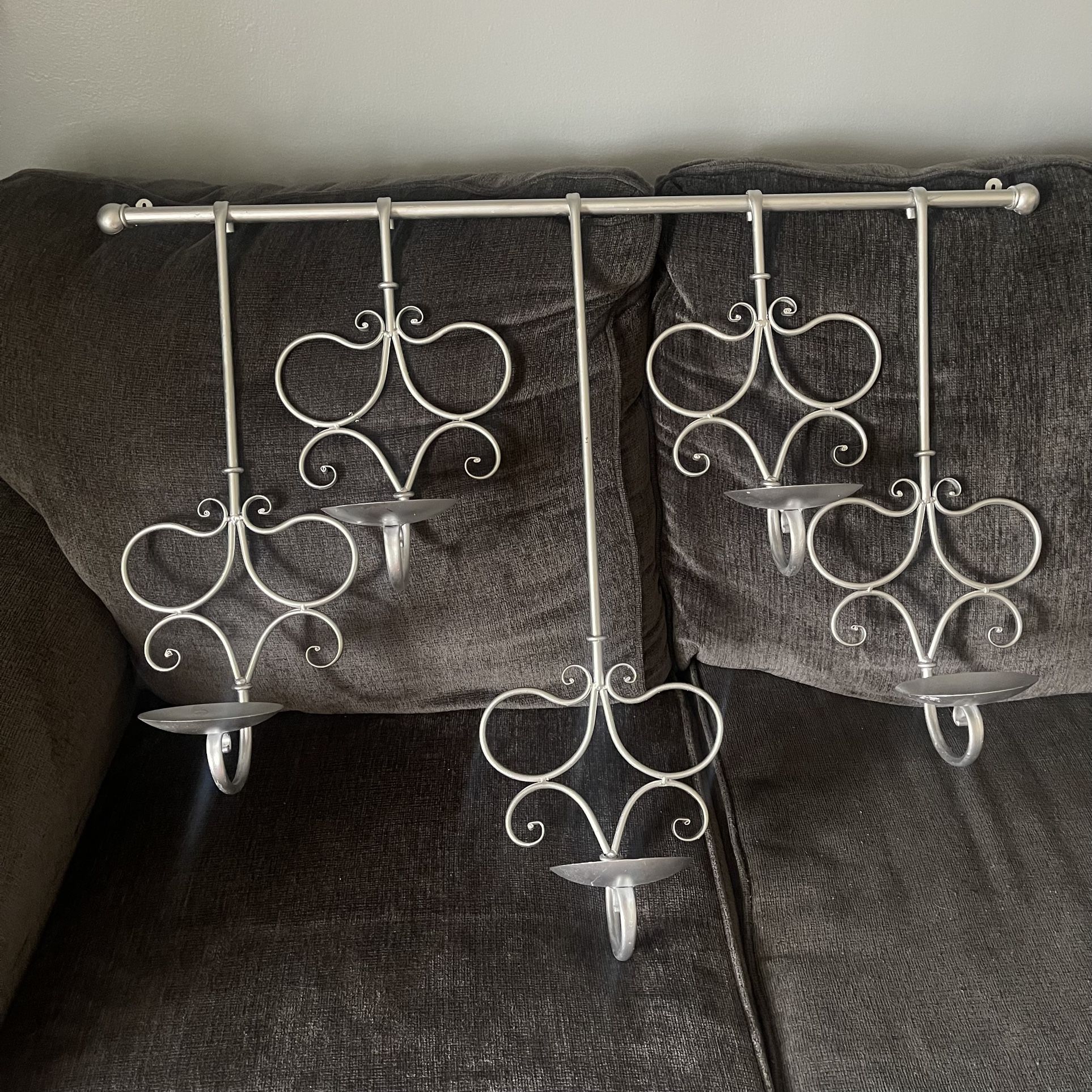 Silver Metal Wall Candle Holder Home Decor Accents