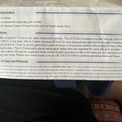 KNOTTS TICKET
