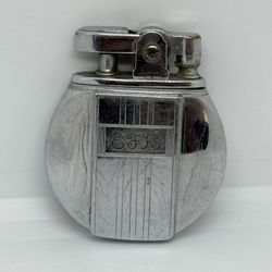 Vintage Ronson Rondette Round Silver-Tone Lighter ~ Engraved