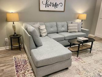 Brand New Upholstered Grey/black Fabric L Shape/corner Sectional Sofa/couch 