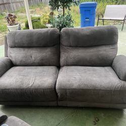 SET OF GREY RECLINING COUCHES $400